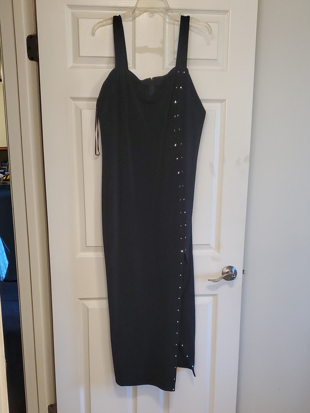 Black Sleeveless Midi Dress with Side Stud Detail